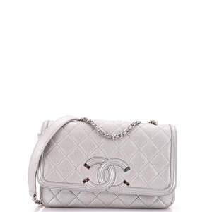 Chanel Small Filigree Flap Bag Quilted Caviar